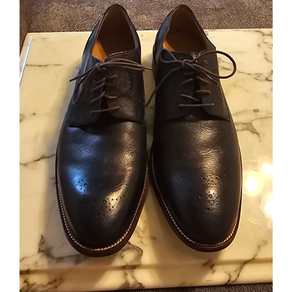Cole Haan Williams Medallion II Oxford Blazer Blue Leather Men's Size 10